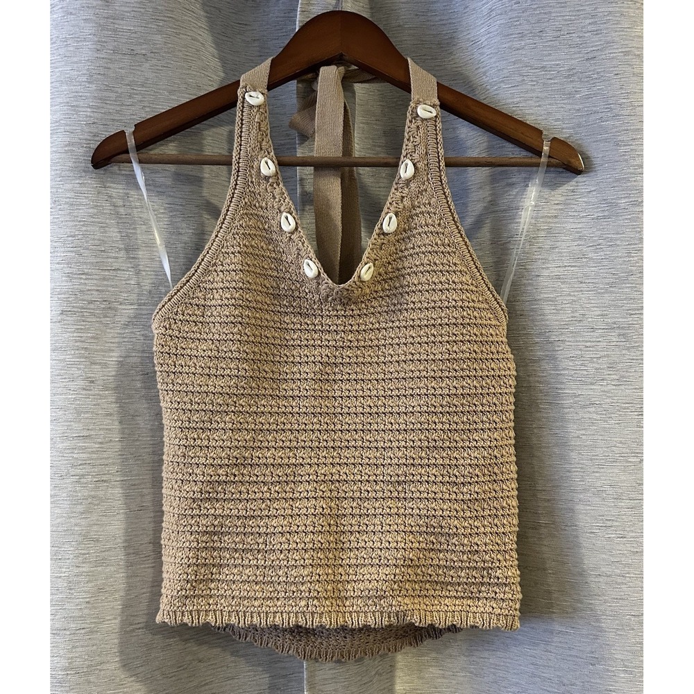 Blue Rain Francesca's Knit Halter Top Shells Beach Nautical‎ Size Small